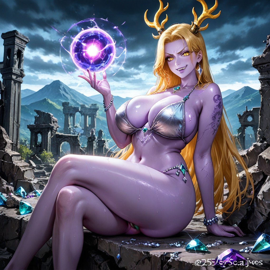 25+, Sitting Proudly On The Rocky Throne, Natural Cinematic Lighting Hentai IA