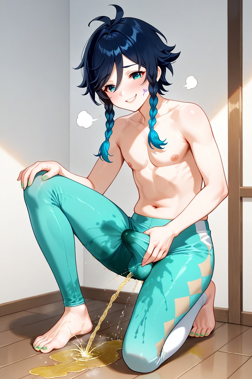 Pee Puddle, Topless, Perfect Face Hentai AI Porn