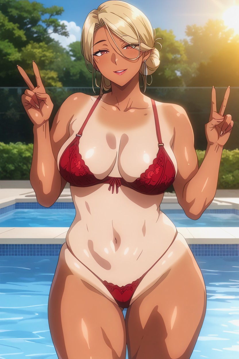 Making A Peace Sign With Her Hand, Lively Eyes, Very Hot Hentai AI Porn