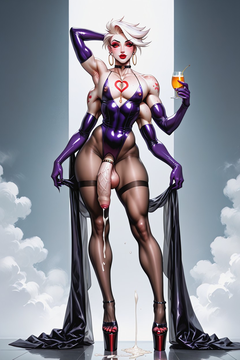 White Hair, Arms, Platform High Heel Shoes Hentai AI Porn
