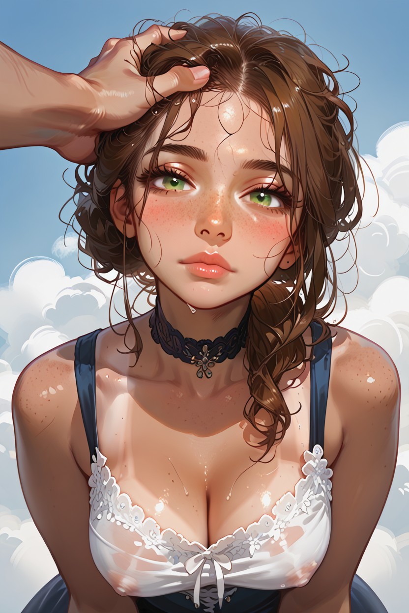 Tank Top, Visible Nipples, Choker Hentai AI Porn