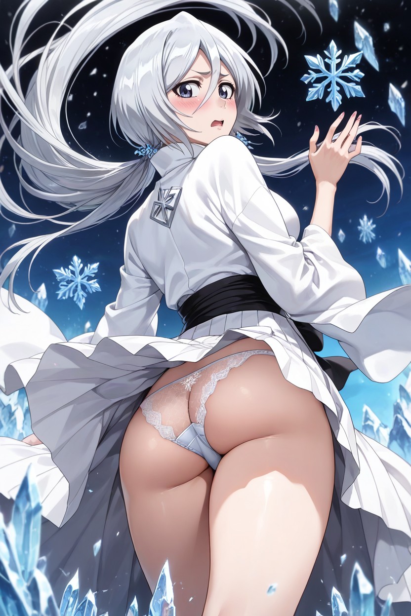 Embarrassed, Looking Back, Wind Blows Her Skirt Up Hentai AI Porn