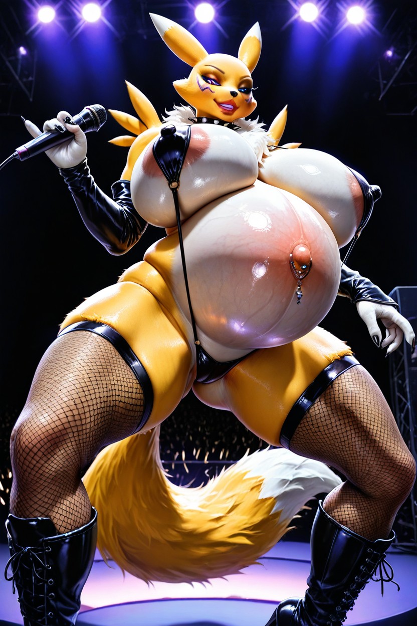 Gigantic Fake Bimbo Tits, Furry, Round Smooth Belly Hentai AI Porn