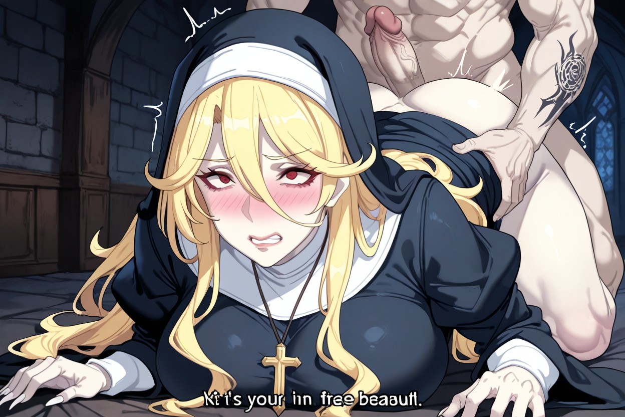 Pale Man Has Red Eyes, Pale Man Has Long Hair, Sharon Holygrail Has Nun Habit Hentai AI Porn
