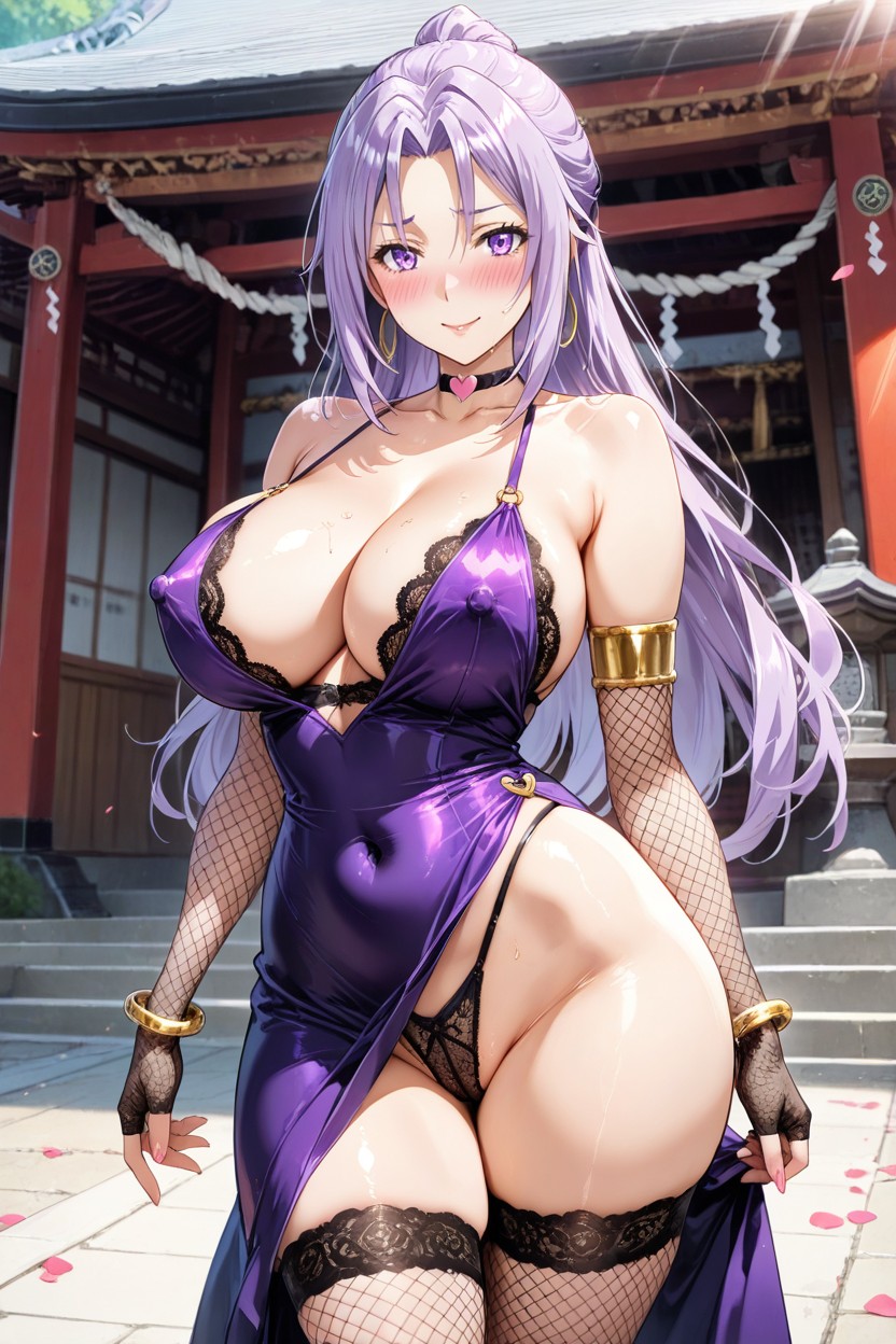 Gold Accessories, Lace Stockings, Fishnet Bra Hentai AI Porn