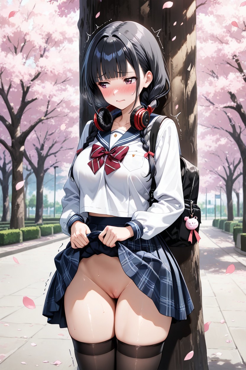 Black Hair, Cowboy Shot, Embarrassed Hentai AI Porn