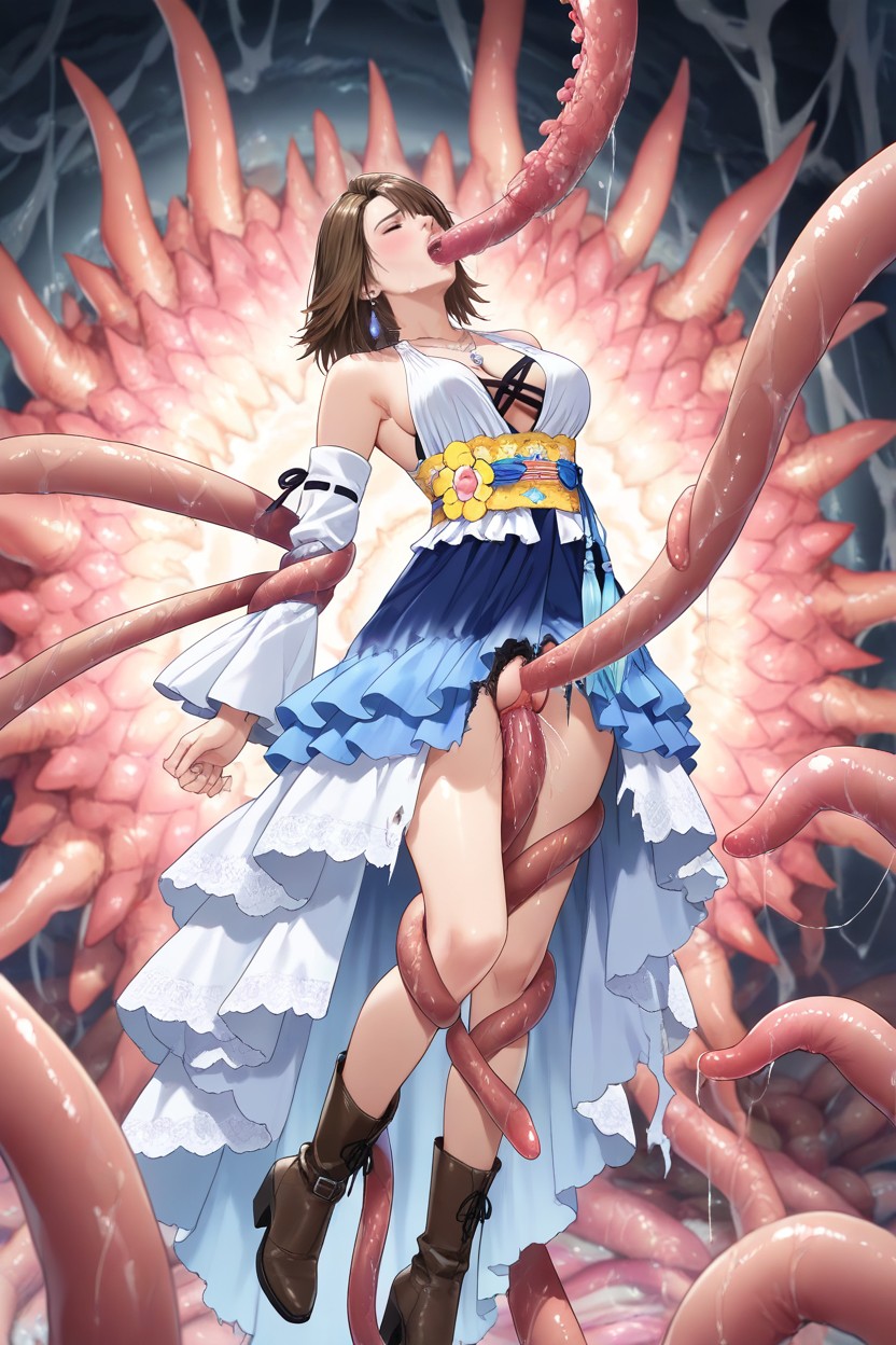 Torn Cloth, Dangling Earring, They Wrap And Stroke Her Chest Hentai AI Porn