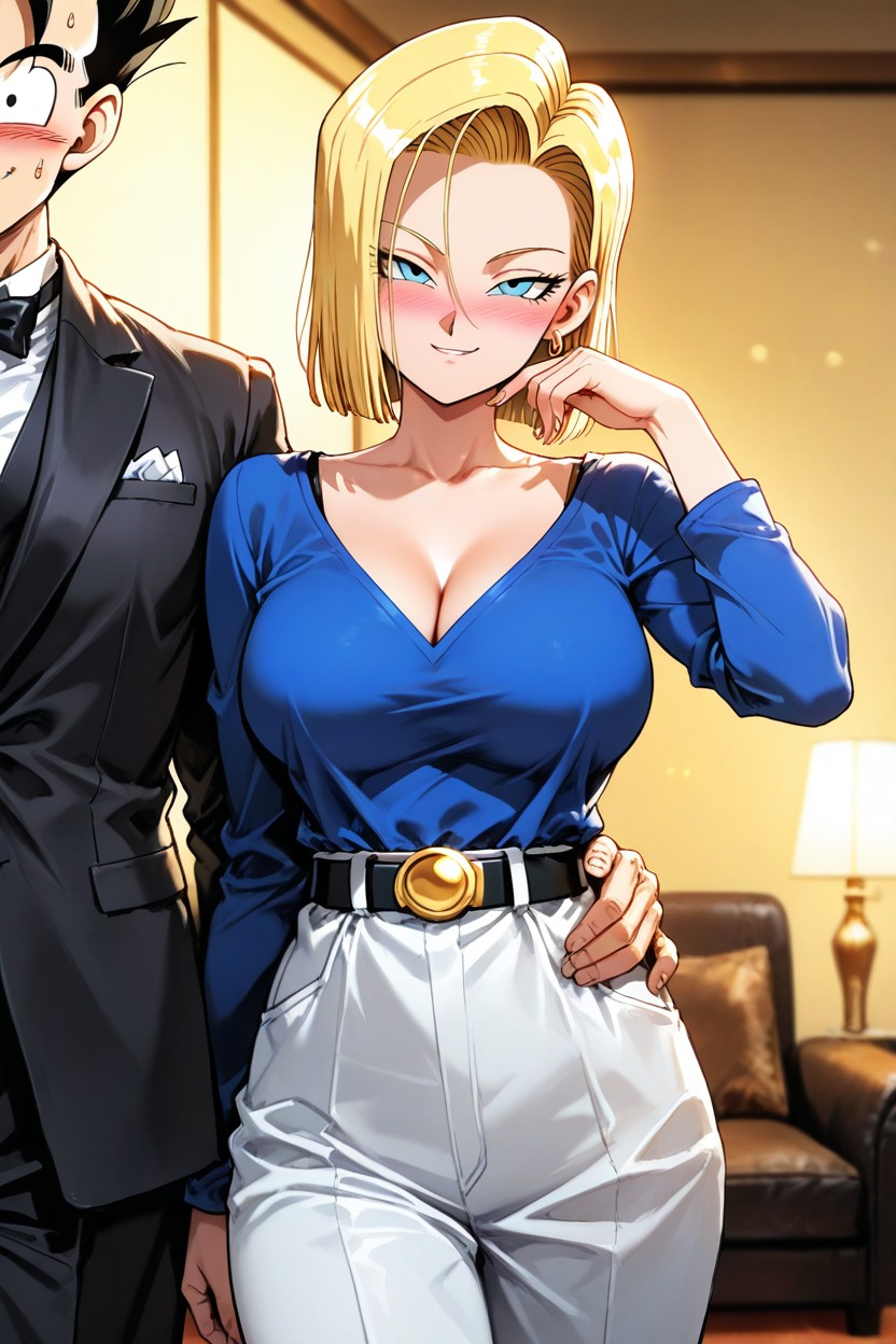 And Dim Lighting She Appears Shy, Mischievous (smiling While Blushing), Smug Expression Hentai AI Porn