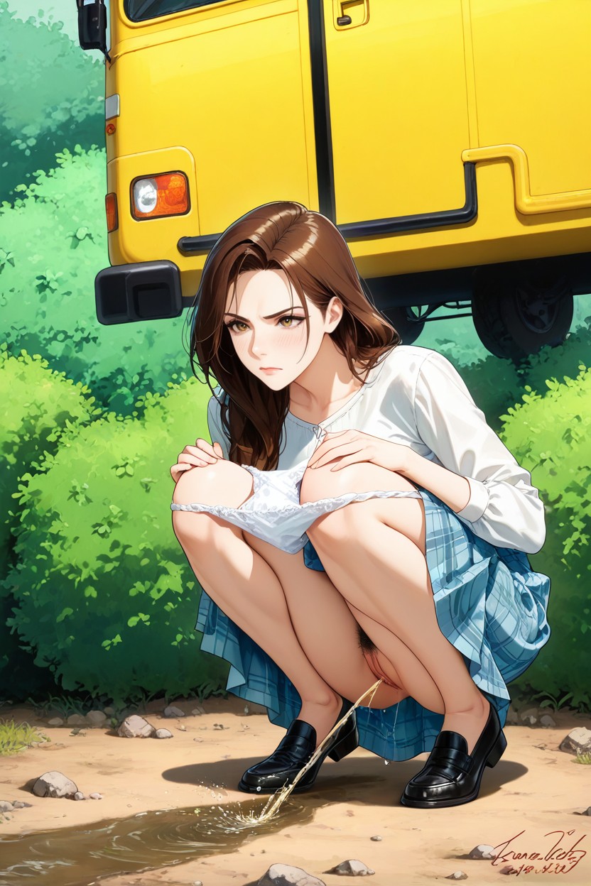 Alone In Frame, Dripping Urine Legs, Korean Hentai AI Porn