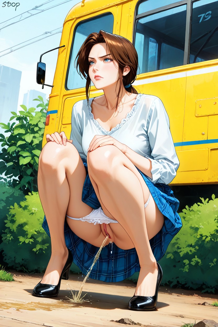 Plaid Blue Skirt, Lara Croft Teacher, Soft Shadows Hentai AI Porn