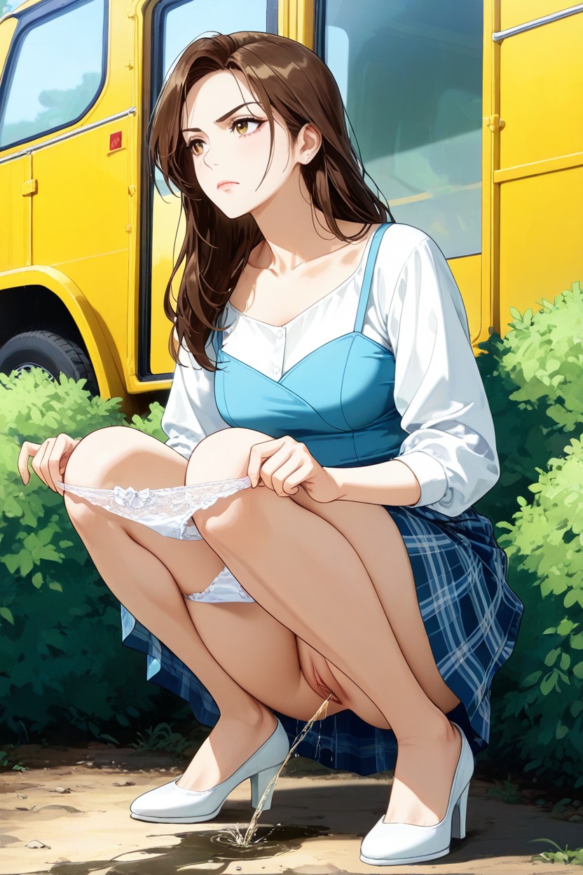 Soft Shadows, Lara Croft Teacher, Knees Under Topping Hem Hentai AI Porn