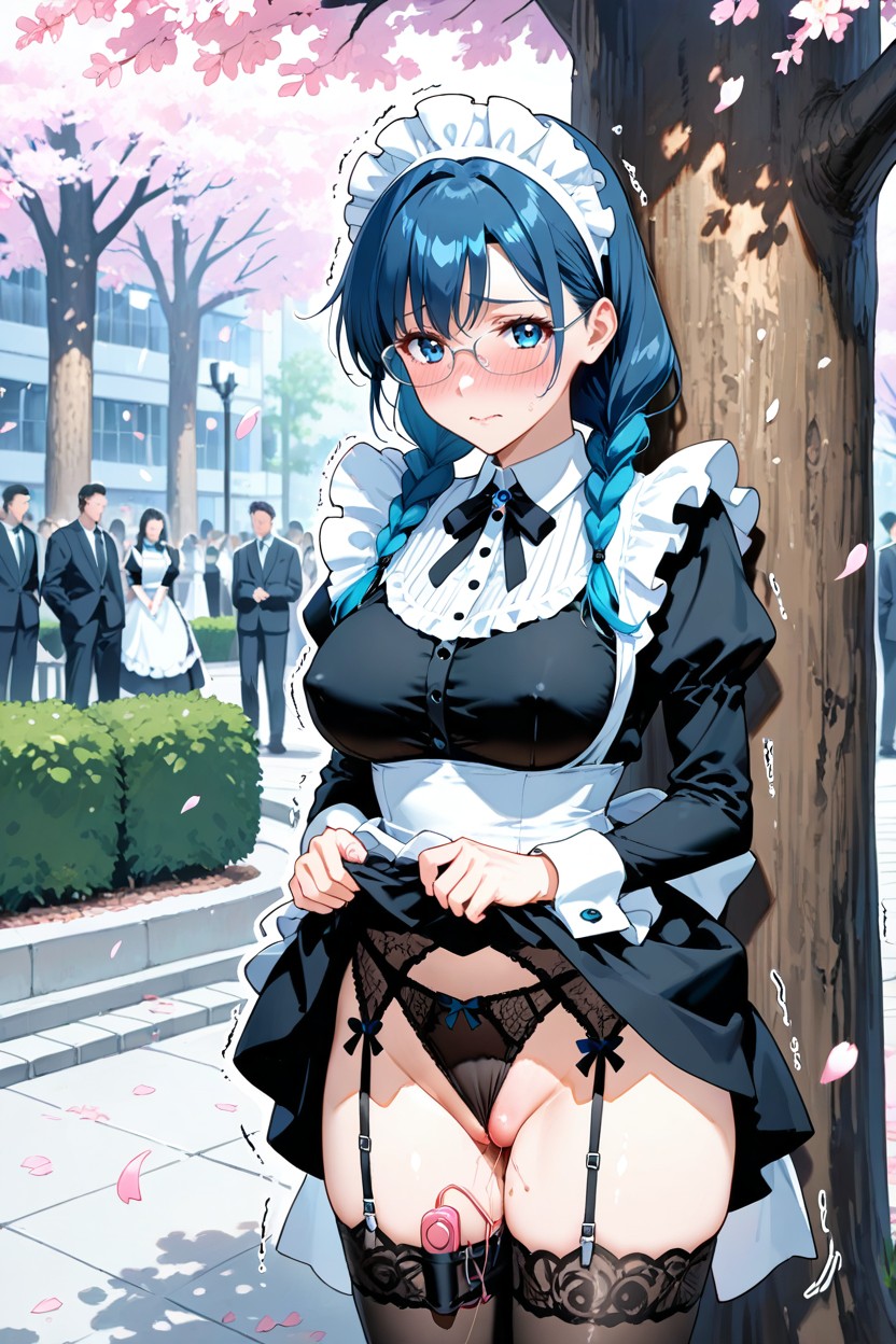 Pussy Juice Stain, Bounce Lines, Hiding Behind A Tree Hentai AI Porn