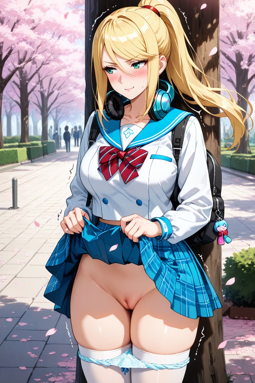 Looking Away, Blush, Hair Fluttering In The Wind Hentai AI Porn
