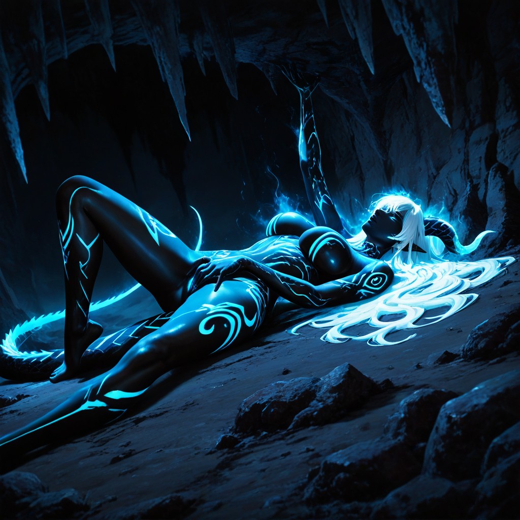 Mystical Patterns On Skin, In Obsidian Cavern, Spreading Ppussy Hentai AI Porn