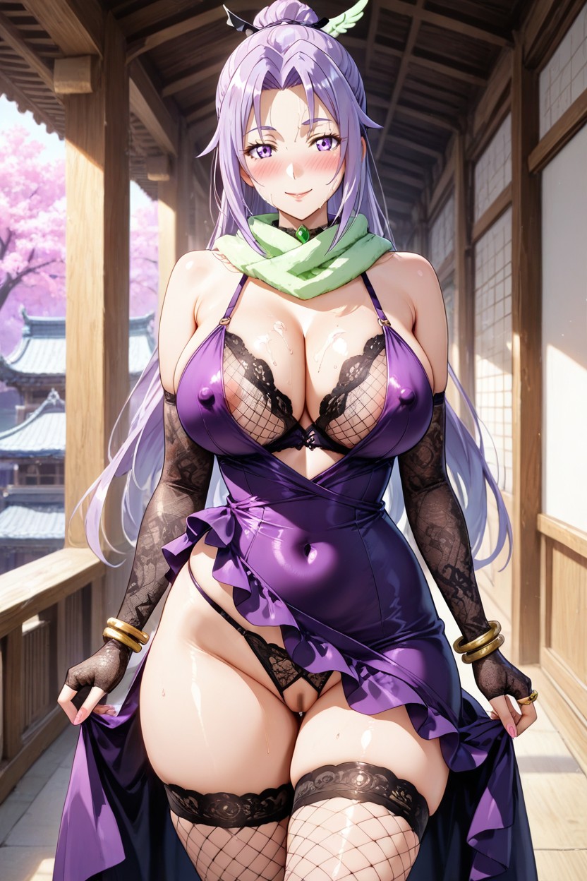 Light Green Feather Scarf, 25+, Large Breasts Hentai AI Porn