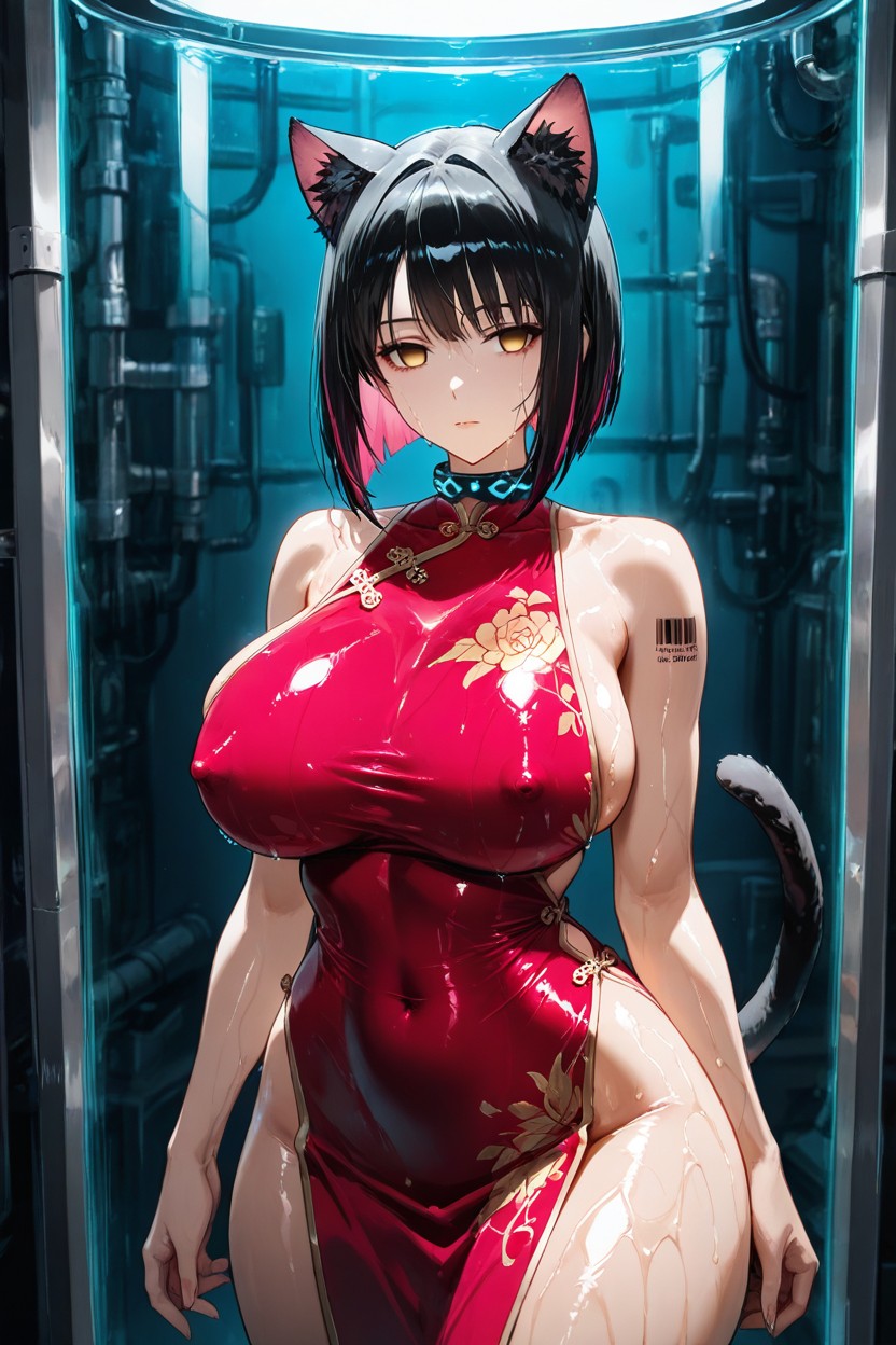 Oiled Skin, Beautiful Hair With Wet Texture, Super Detailed Face Hentai AI Porn