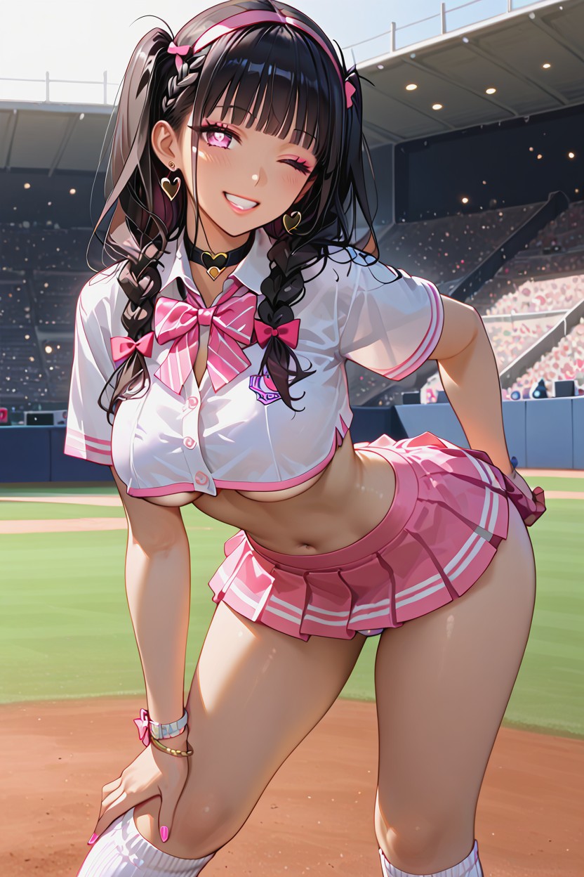 Choker, Charming, Baseball Stadium Hentai AI Porn