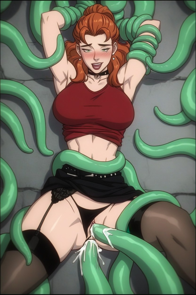 Being Fucked In The Ass By Green Horny Slime Tentacles, Garter Belt, Avergonzada Hentai IA