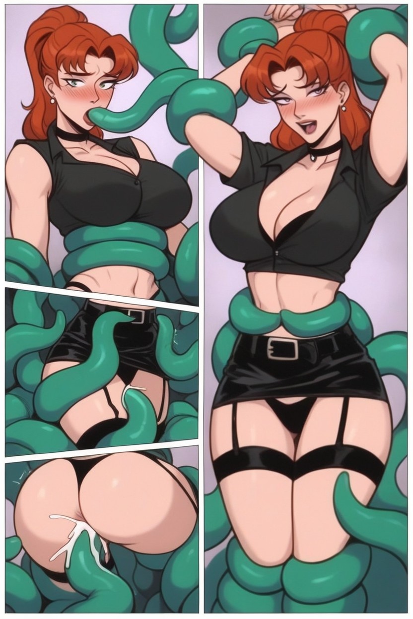 Waist, De Arriba A Abajo, Tentacles Fucking Her Mouth Hentai IA
