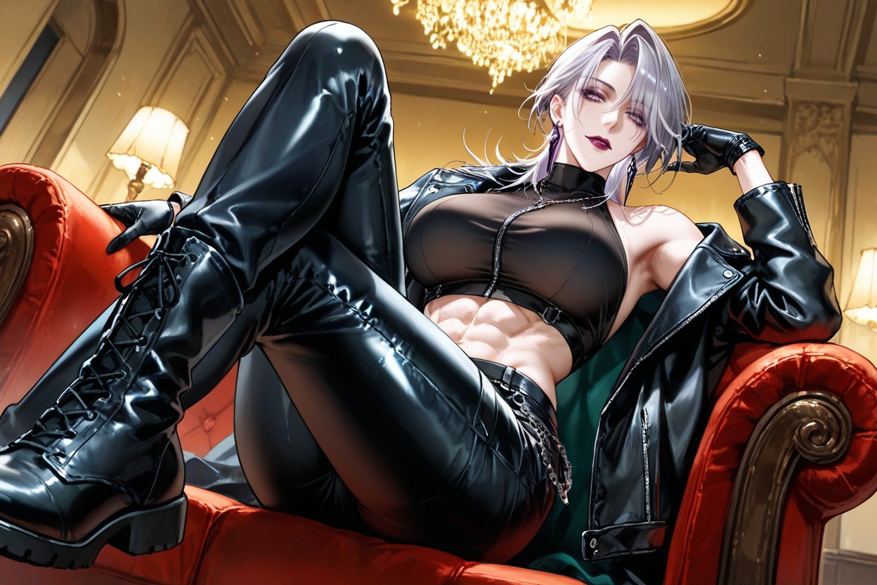 Angle From Below, Arms Behind Head, Luxurious Room Hentai AI Porn