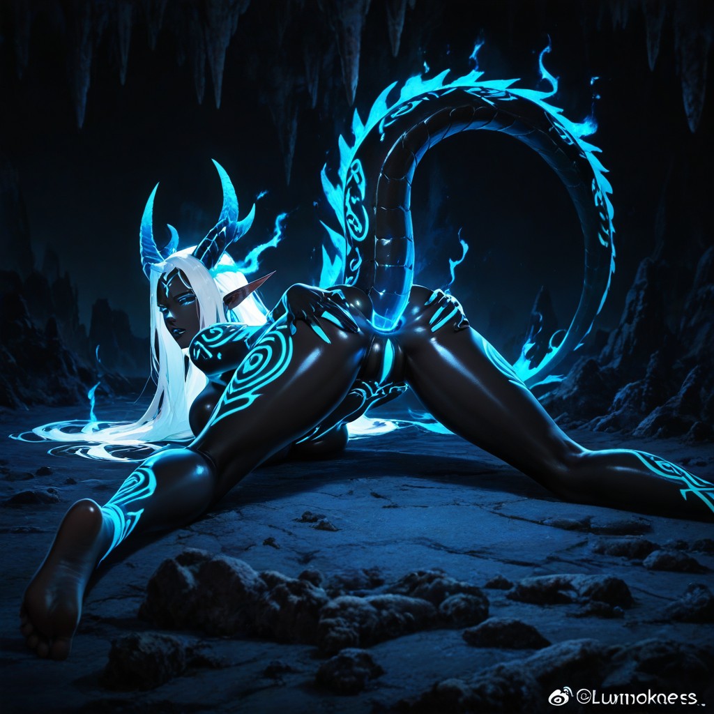 Glossy Obsidian-black Skin, Sci-fi Fantasy Fusion, Barefoot Hentai AI Porn