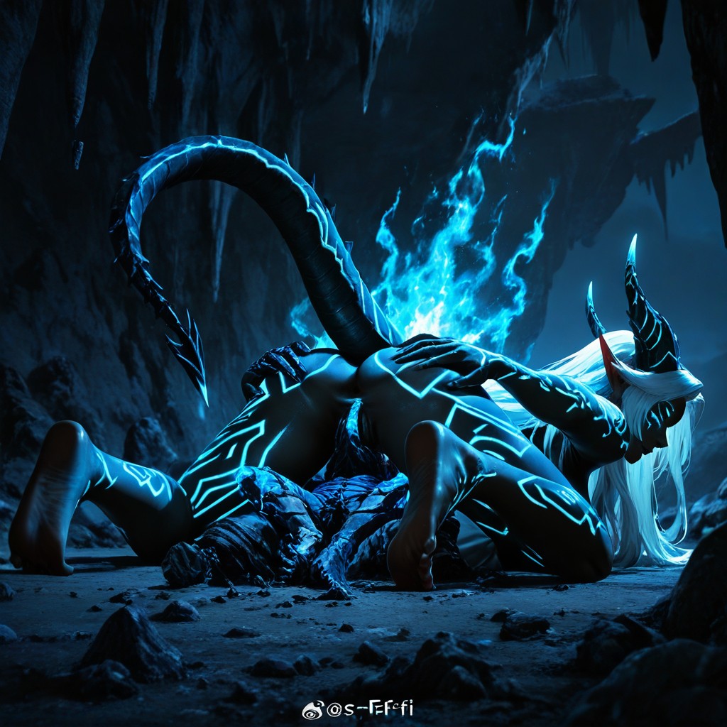 Laying, High Contrast Lighting, Glowing Aura And Energy Behind Her Hentai AI Porn