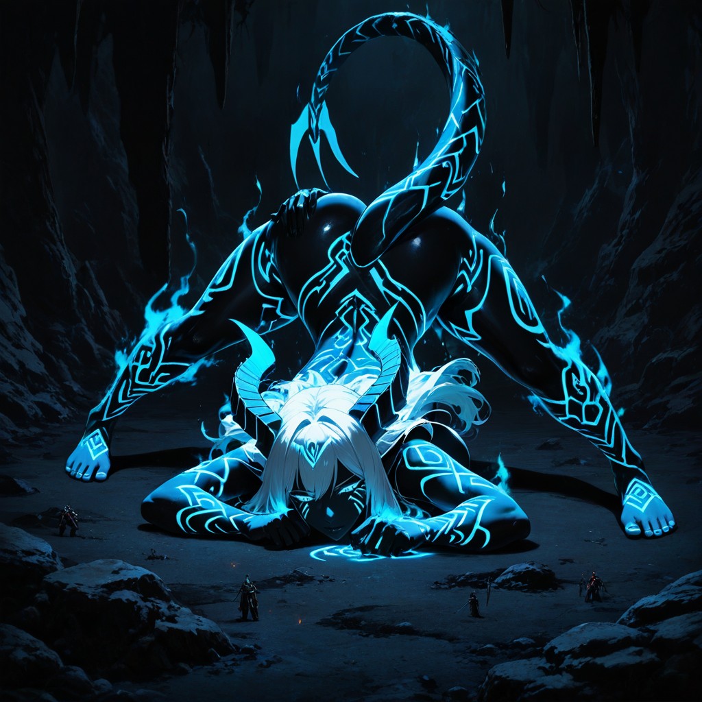 Luminous Blue Eyes, Neon Blue Highlights, Highly Detailed Skin Texture Hentai IA