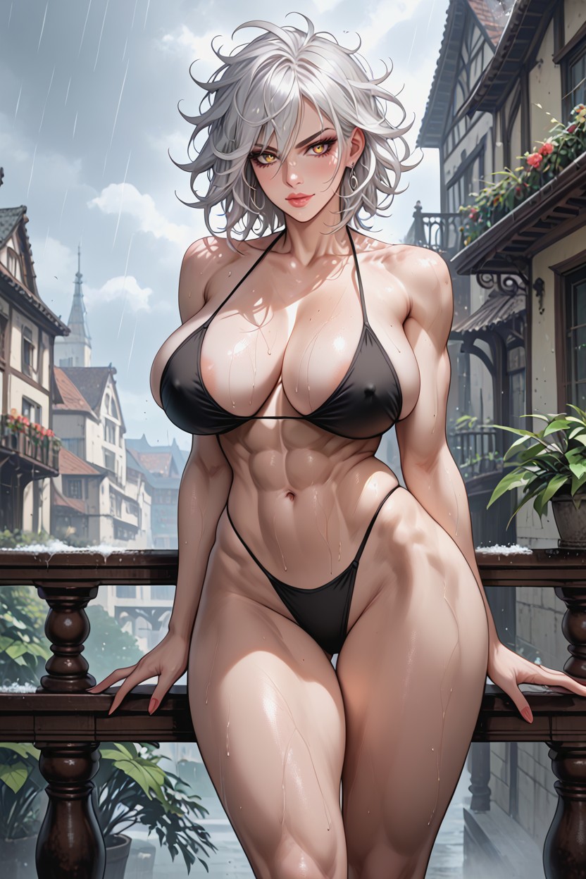 Large Erected Nipples, Wide Hips, Oversized Saggy Natural Tits Hentai AI Porn