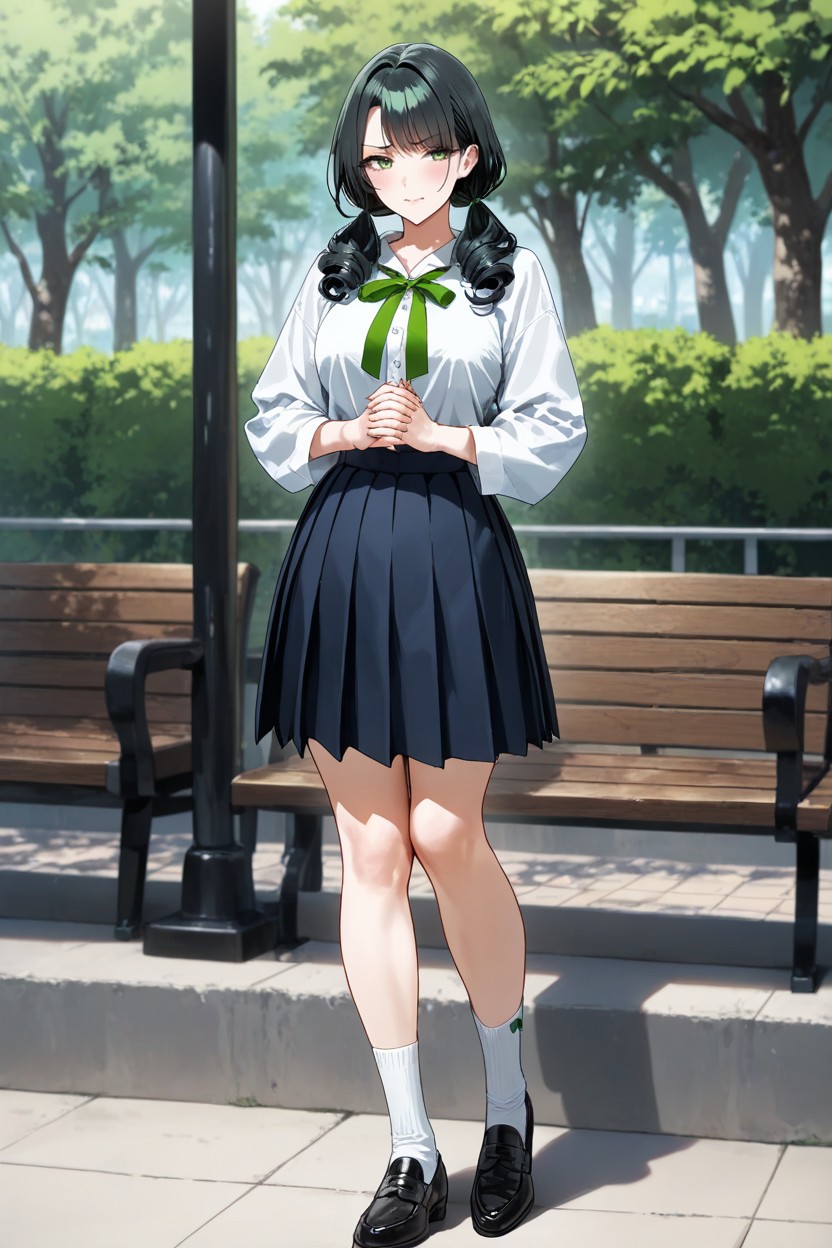 Black Loafers, High Resolution, Curly Low Twintails Hentai AI Porn