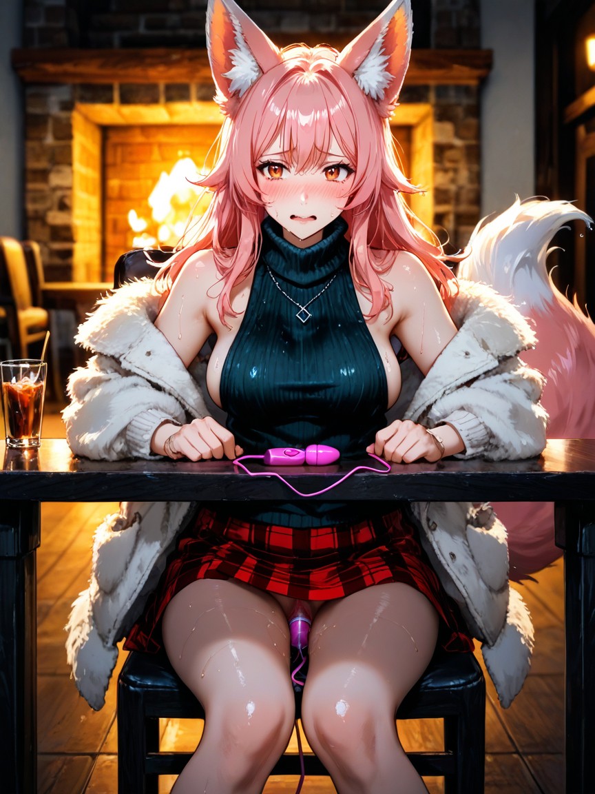 Anime Illustration, At Public Restaurant, 18+ Hentai IA
