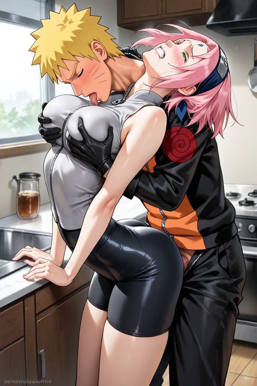 Arched Back, Rolling Eyes, Grey Elbow Protectors Hentai AI Porn