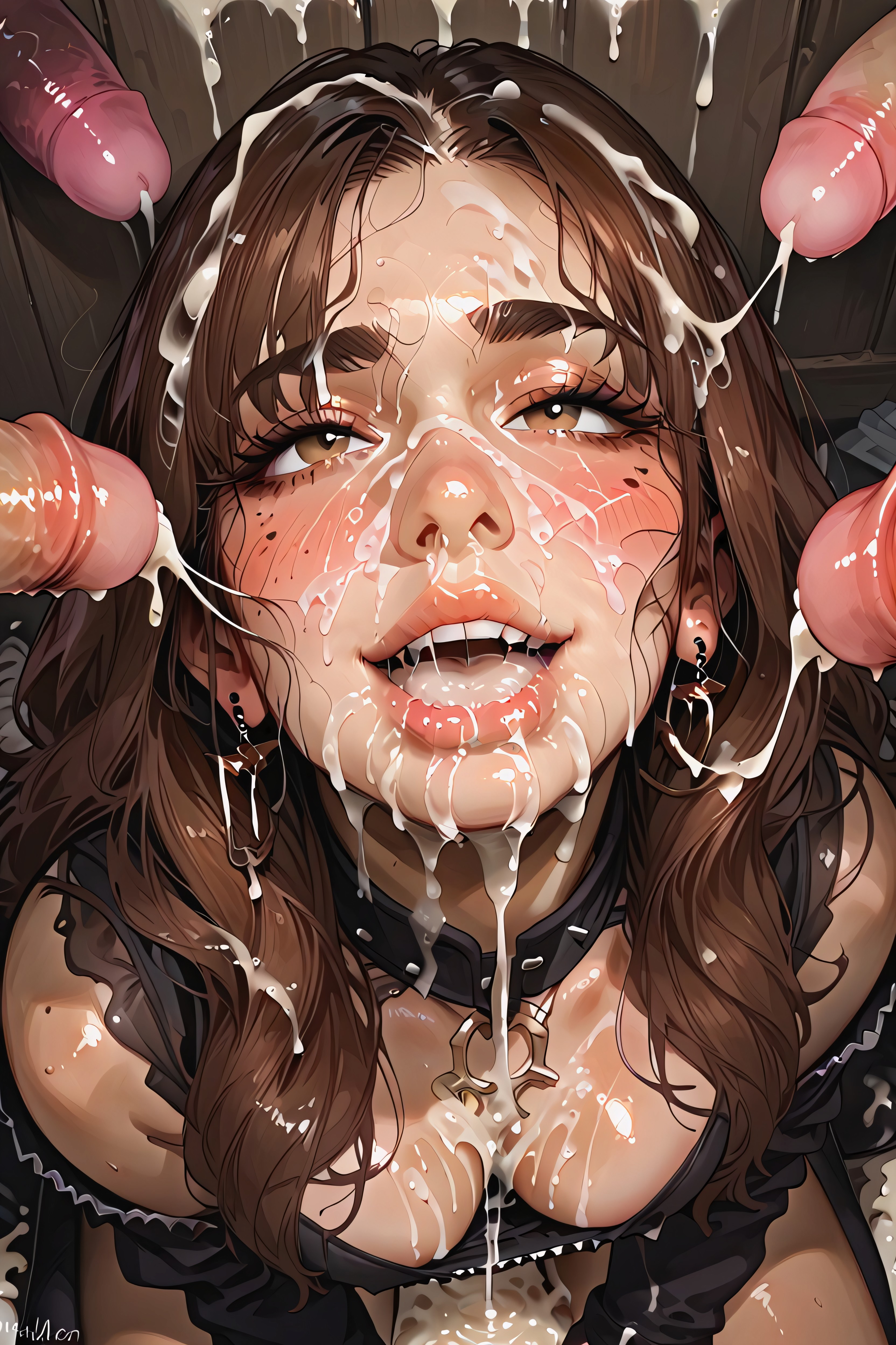Looking At Viewer, Happy Expression, Cum Covered Face Hentai AI Porn