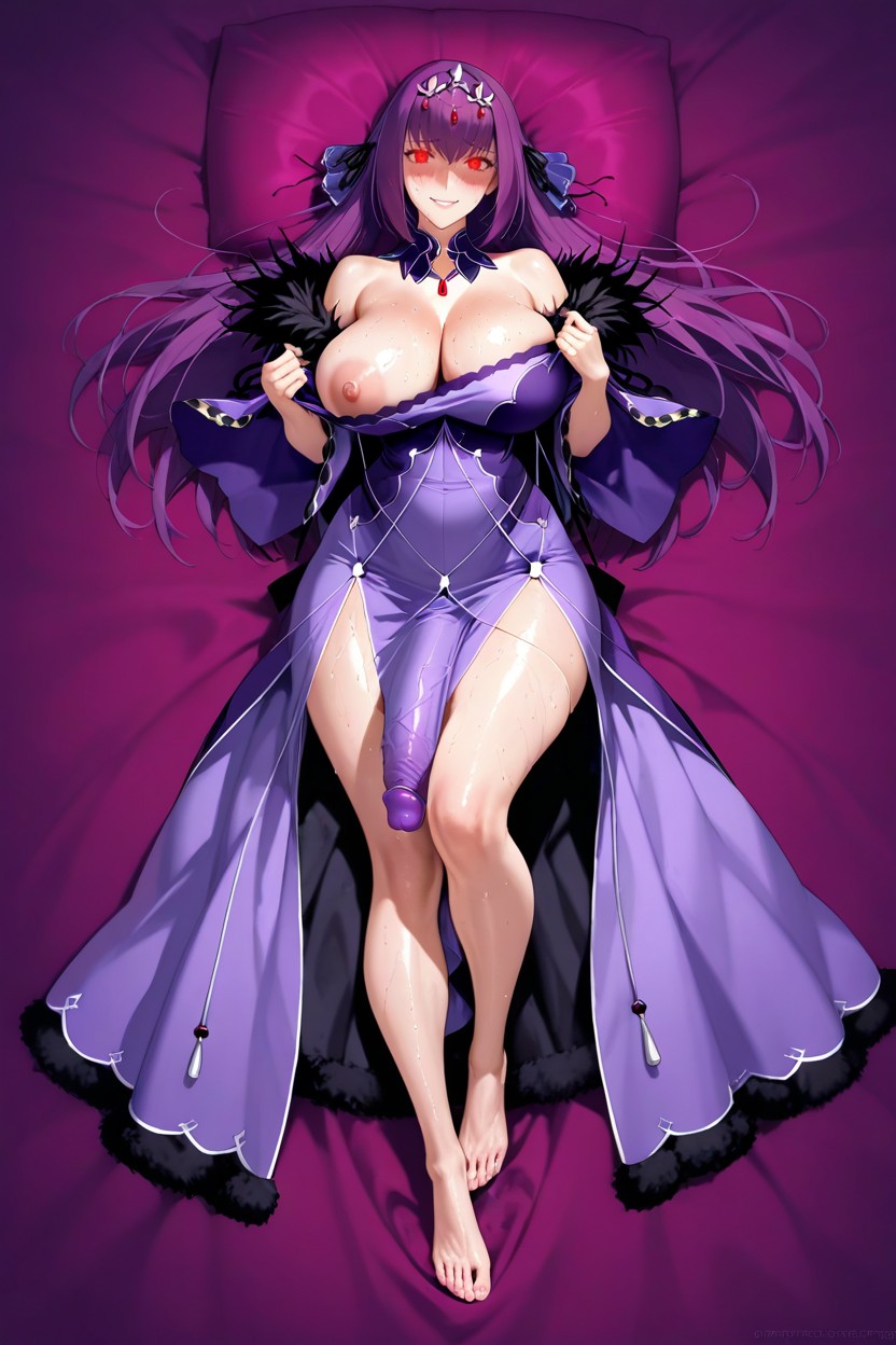 Smiling, Breasts Close Up, Penis Under Dress Hentai AI Porn