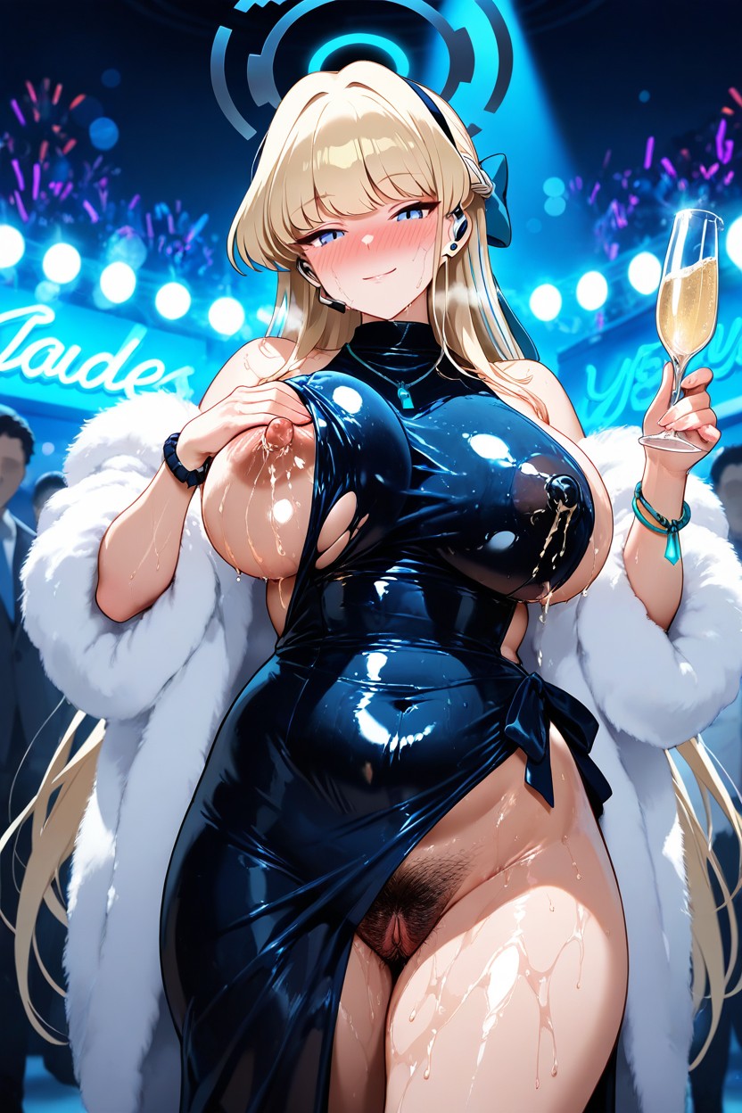 Full-face Blush, Extremely Wide Black Areola, Extremely Sweaty Hentai IA