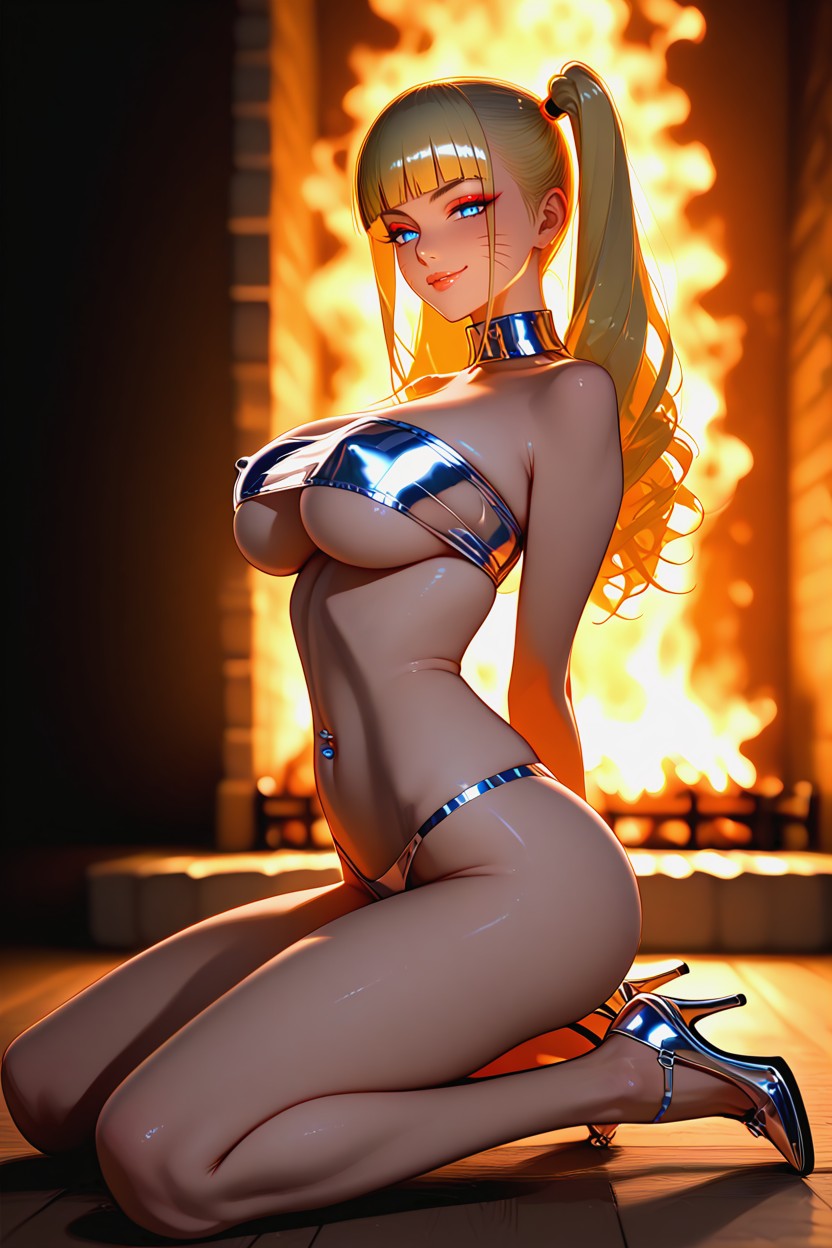 De Cima Para Baixo, Tapered Waist, Vista Lateral Hentai IA pornografia