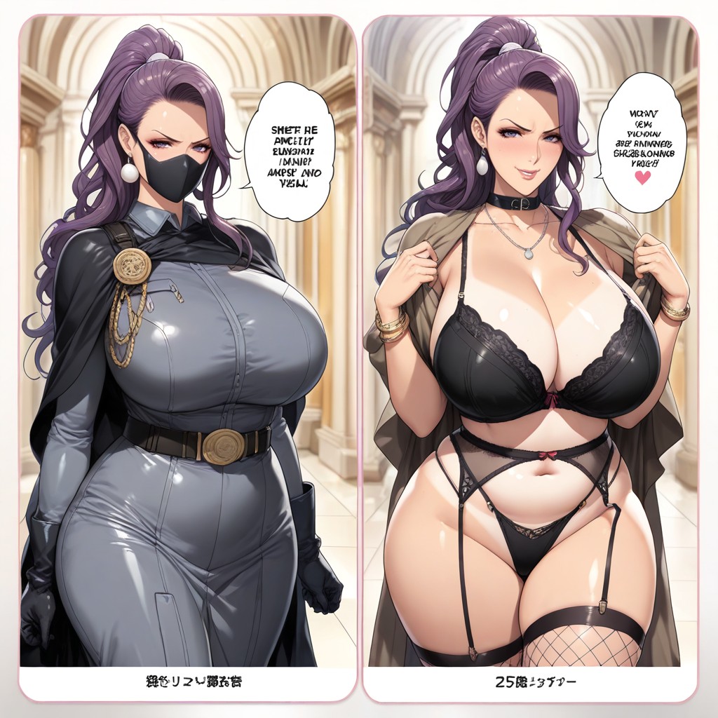 Cleavage, Fishnet-stockings, Long Sleeves Hentai AI Porn