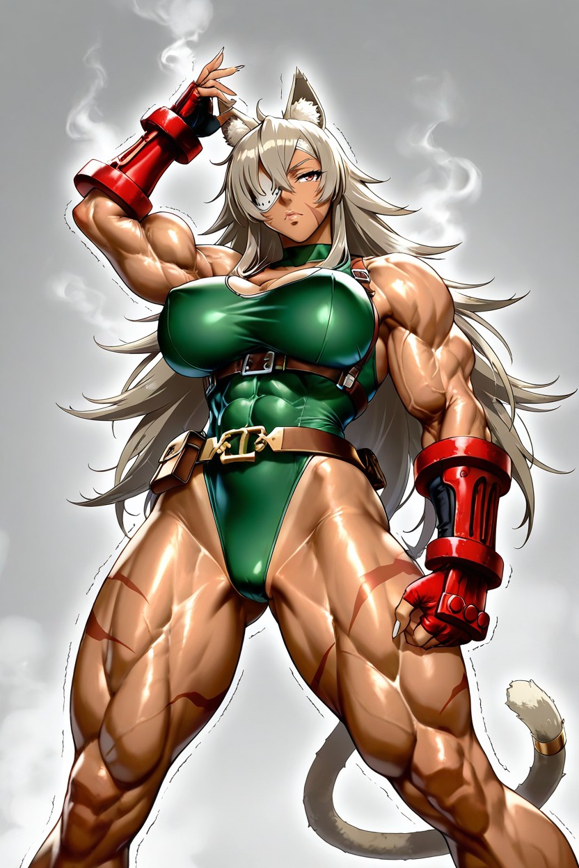 Legs Apart, Large Breast, Ultra Muscular Arms Hentai AI Porn