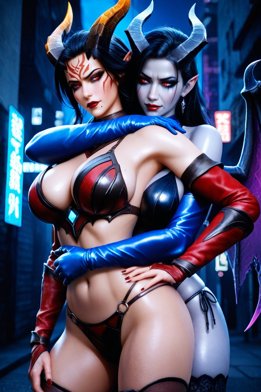 Woman Hugging Man From Behind, Wings, Femdom Porno IA Hentai