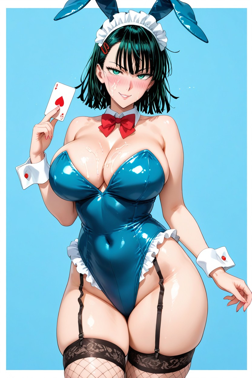 Hair Ornament, Blush, Blue Leotard Hentai AI Porn