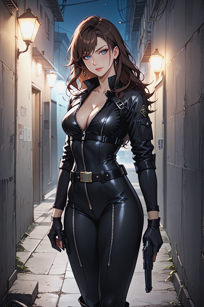 Solo, Vivid Colors, Black Leather Gloves Hentai AI Porn