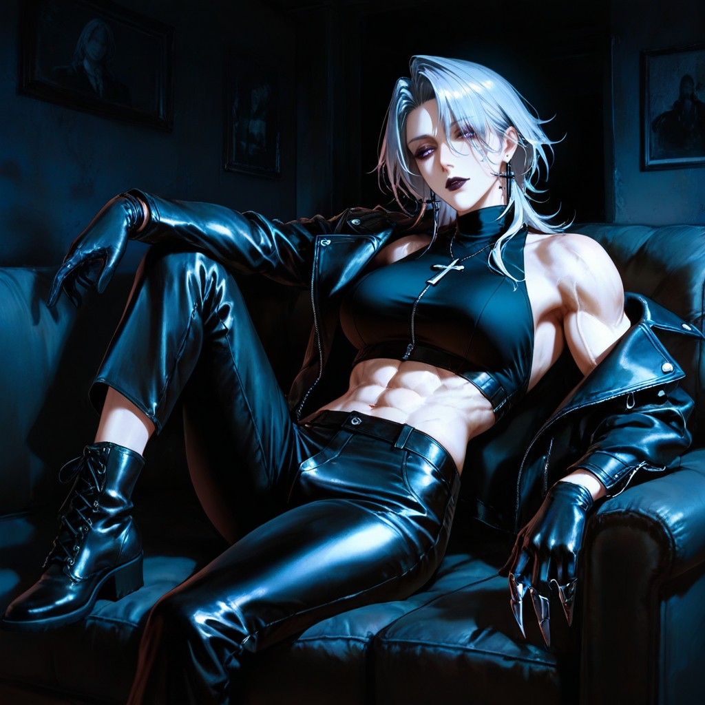 Dark Environment, Futadom, Fabric Black Midriff Baring Sleeveless High Neck Top Hentai AI Porn