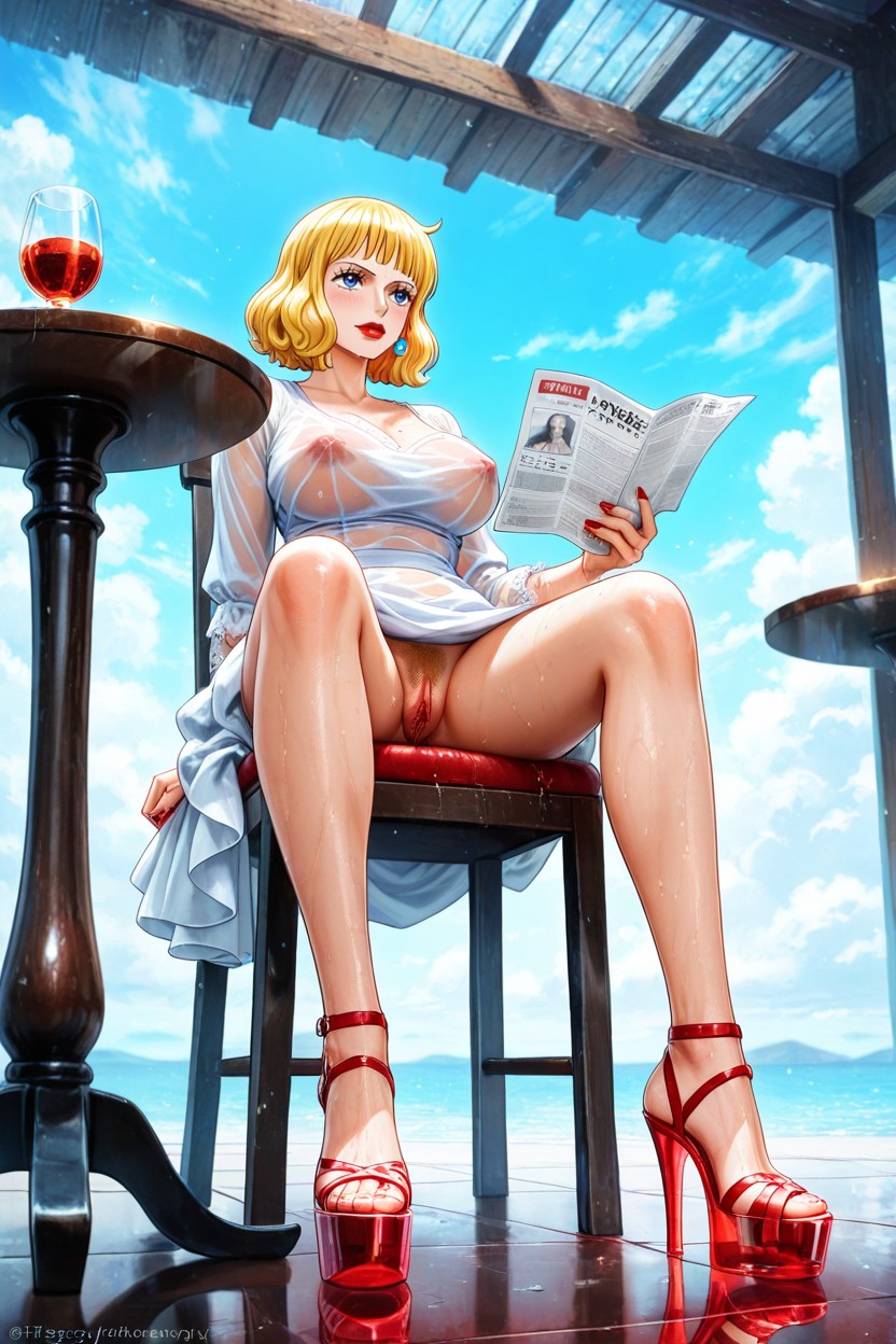 Wet Dress, Red Lipstick, Cute Hentai AI Porn