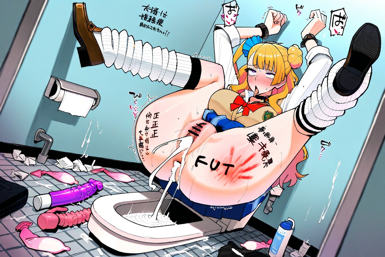 Dripping Cum From Anus, A Bar Bathroom Stall, Intense Pleasure Hentai AI Porn