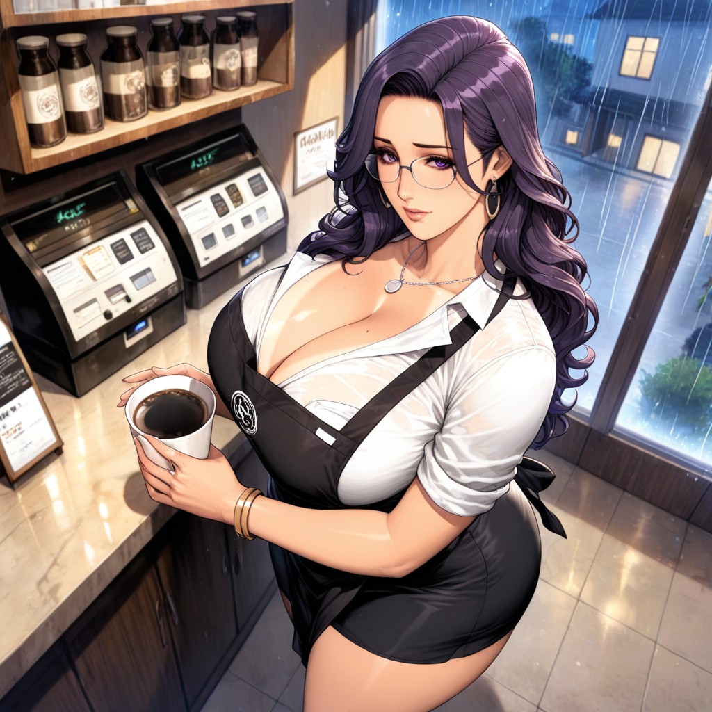 Barista, Barista Uniform, Glossy Lips Hentai AI Porn