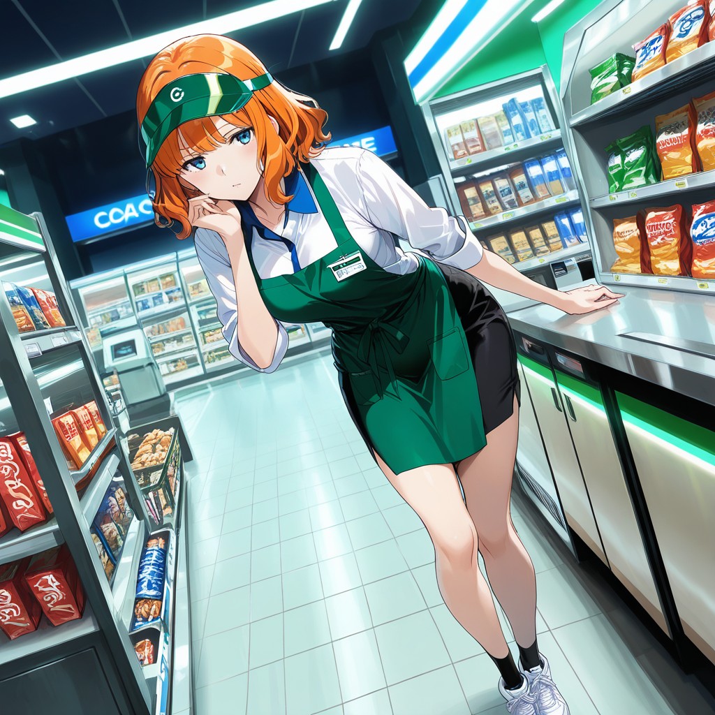 Large Blue Eyes, Racks Of Merchandise, Standing Hentai AI Porn