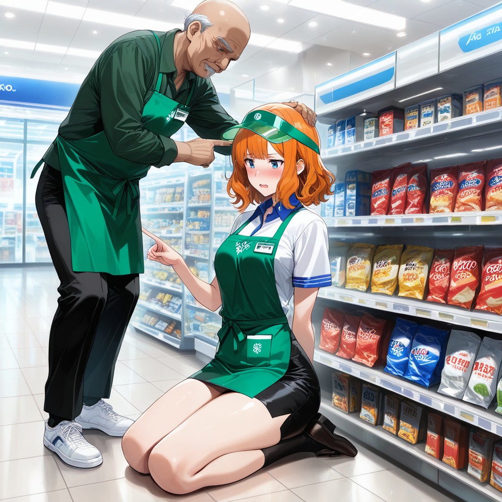 Small Breasts, Large Blue Eyes, Green Plastic Visor Hat Hentai AI Porn