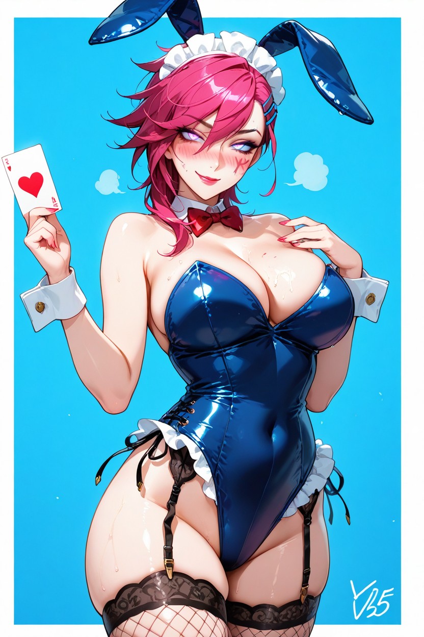 Fake Ears, White Border, Holding Card Hentai AI Porn