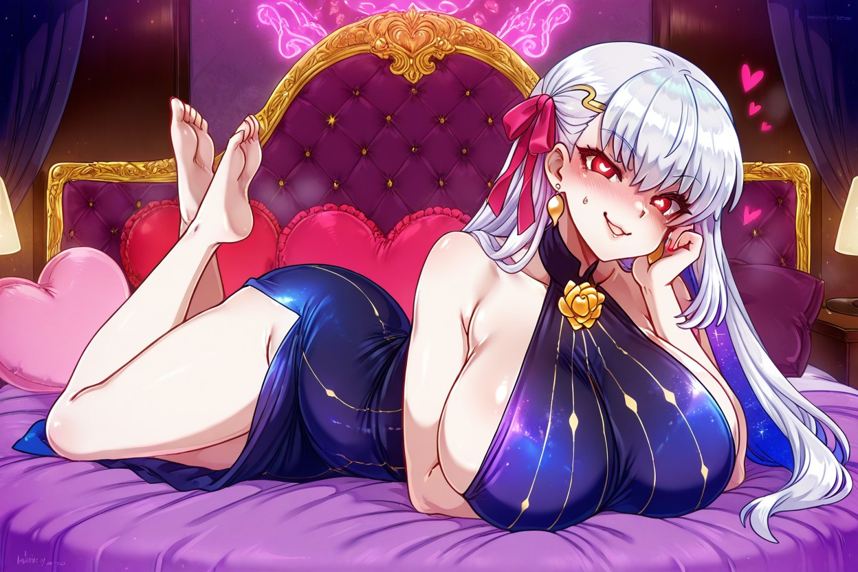 Pink Heart-shaped Pillows, Asanagi Style Face, Eyes Half Closed Hentai AI Porn