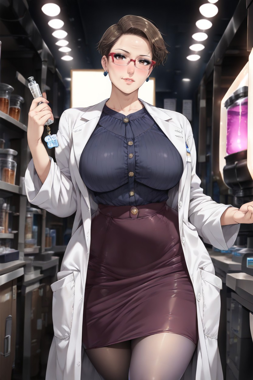 Earrings, Brown Eyes, Curvy Hentai IA