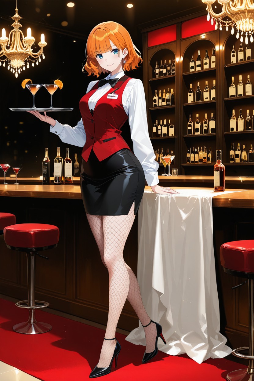 Sexy Beauty, Happy Smile, In A Luxurious Bar Hentai AI Porn